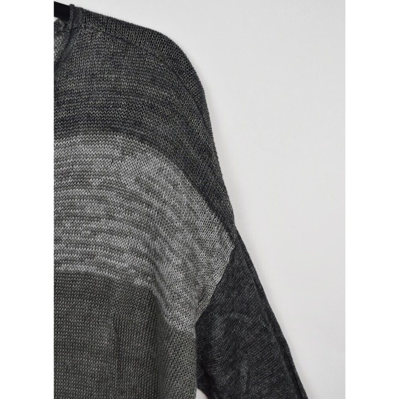 Eileen Fisher Womens Sweater Open Knit Linen Gray Striped Long Sleeve Sz Medium - Picture 7 of 16